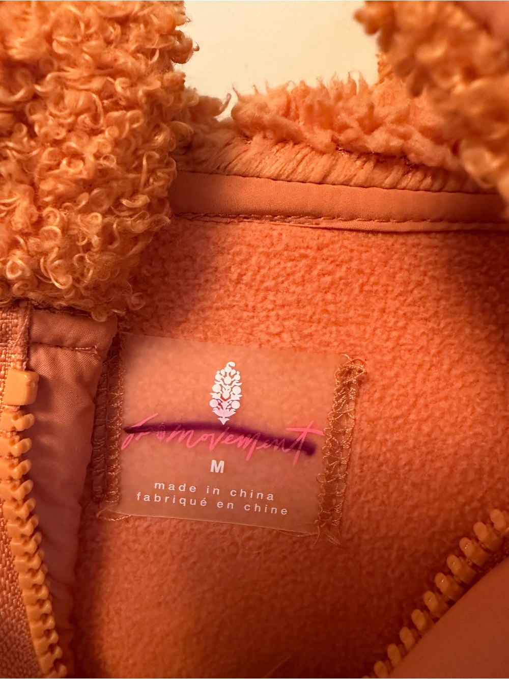 FP Movement by Free People Fuzzy Was She Fleece Pullover Jacket in Orange - Picture 2 of 9